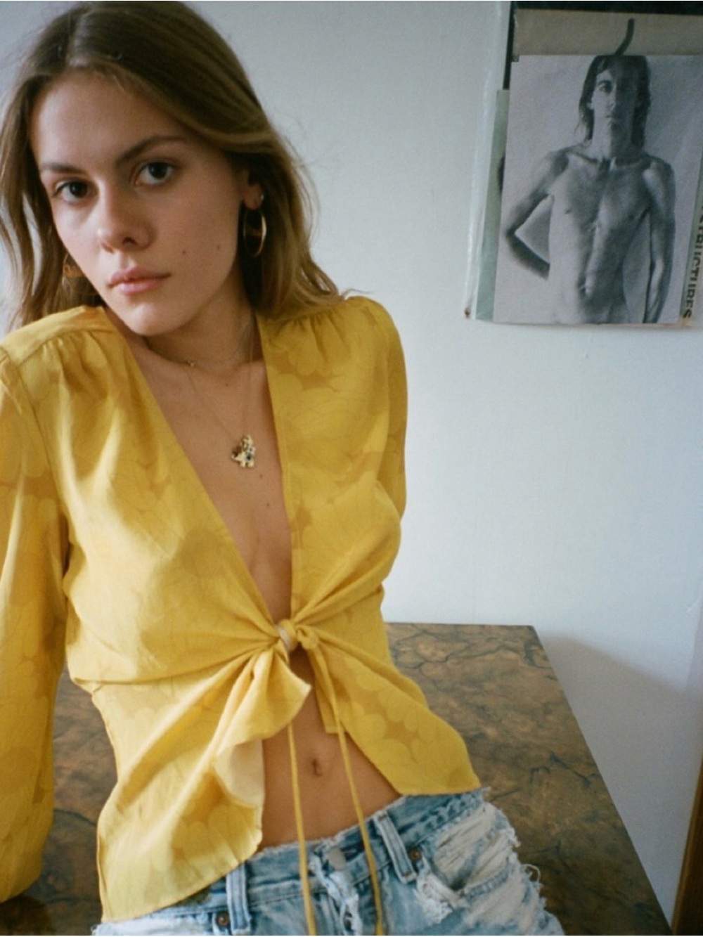 Stevie top in Sunflower Yellow Tie-Front top